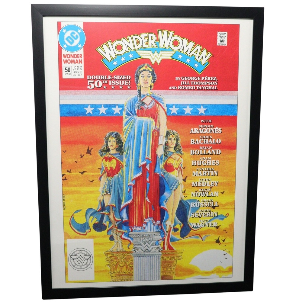 DC Comics Framed Artwork Wonder Woman #50 12x16 George Perez Cover Art